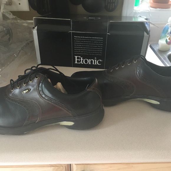 Etonic NEW Mens Goft shoes Two-tone brown and black - Picture 4 of 8